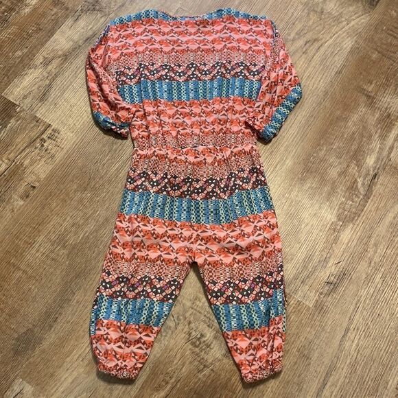 Jessica Simpson One-Piece Jumpsuit Peach Orange Turquoise Geometric Size 12-18M - Picture 12 of 14